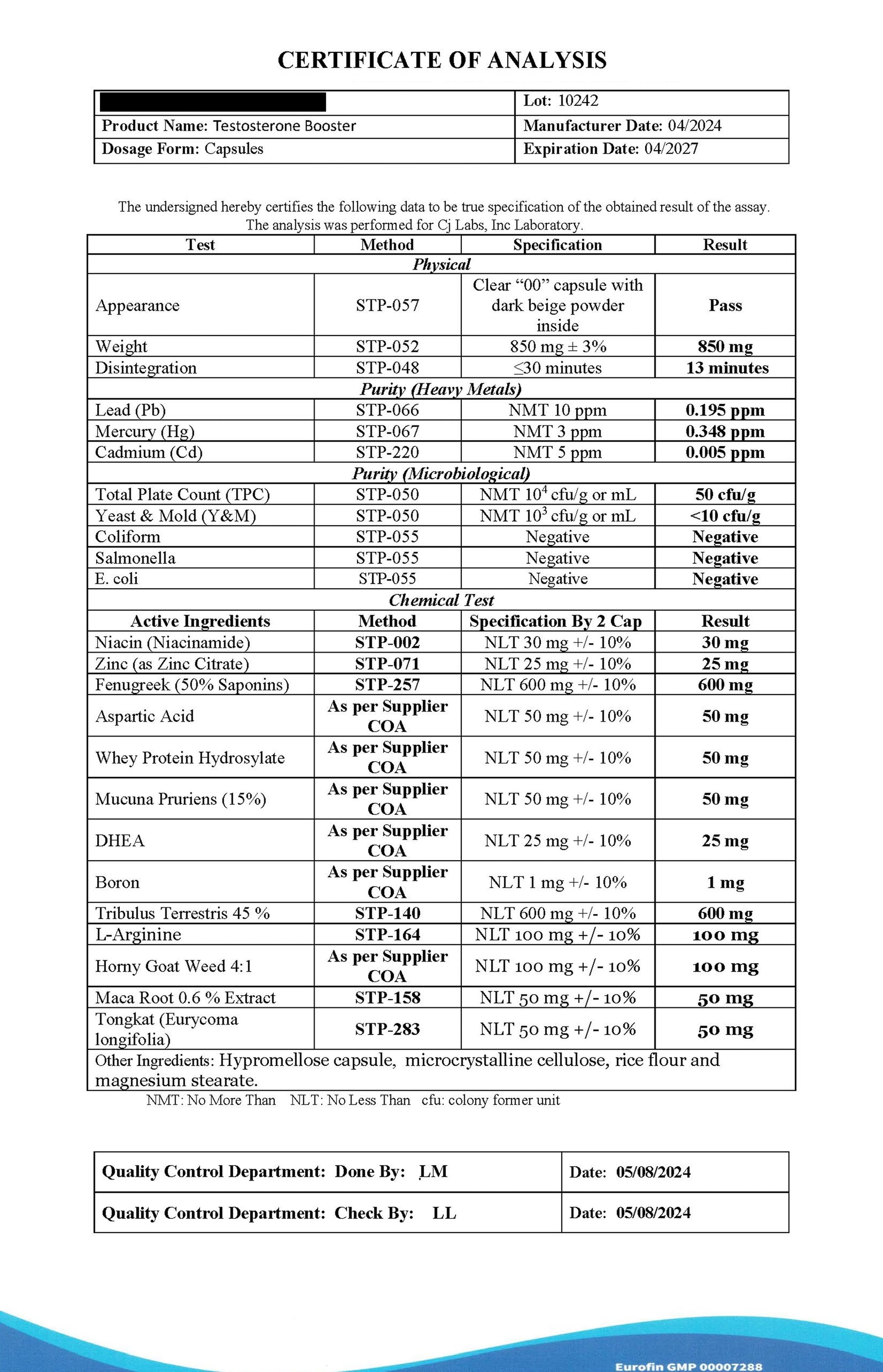 View product purity test results (Certificate of Analysis)